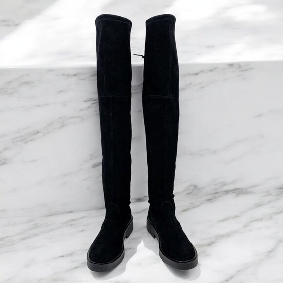 NIB Authentic Stuart Weitzman Mara Over the Knee Platform Boot Black Suede - Picture 6 of 9